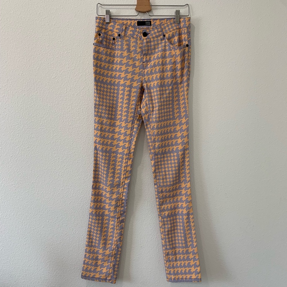 🌿David Kahn long skinny geometric colored pants